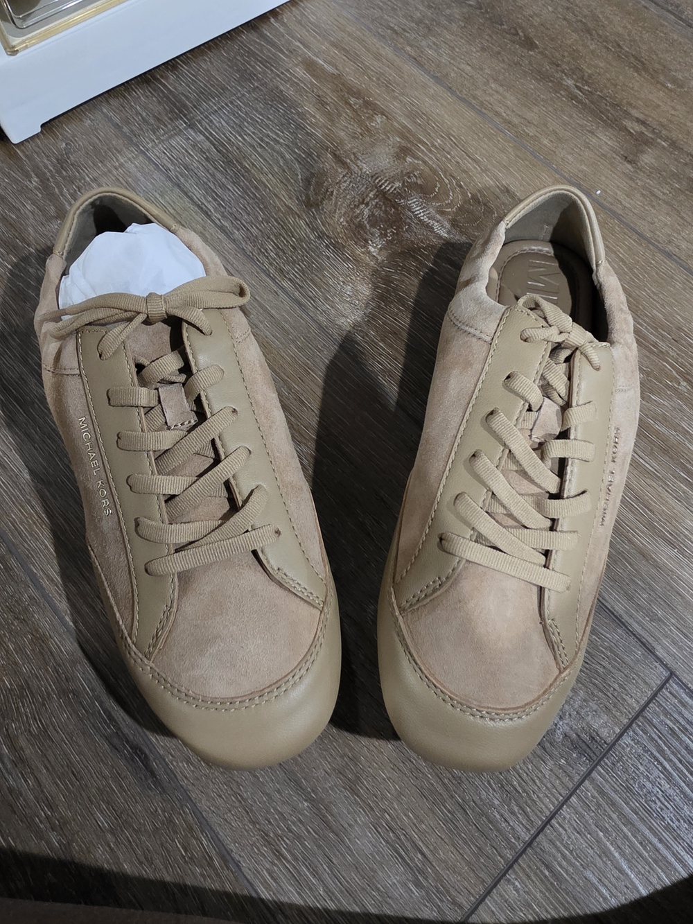 Michael Kors Tan Suede & Leather Low-Top Sneakers